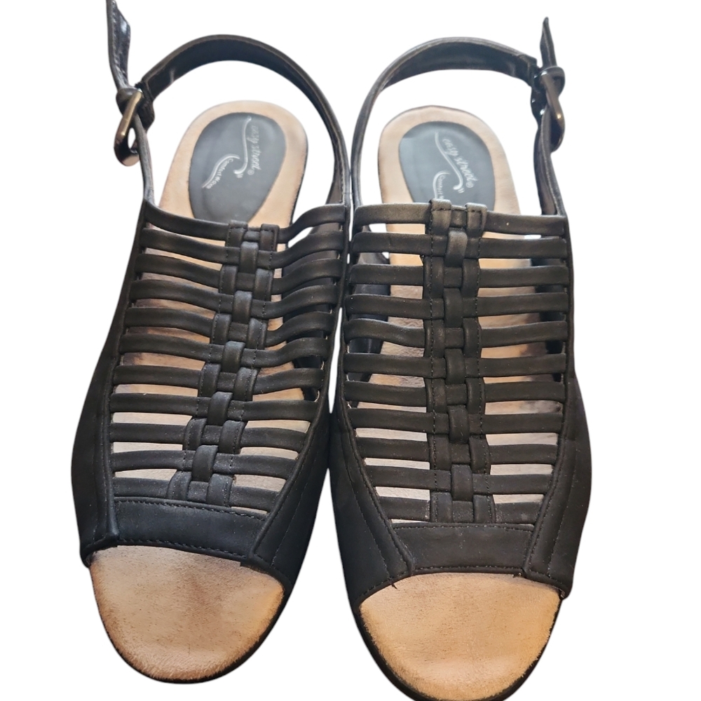 Easy Street Comfort Wave ladies women's size 9 1/2M black sandals